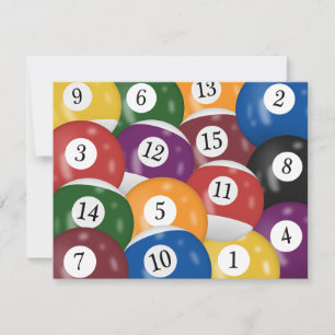 Billiard Balls 54th Birthday Invitation