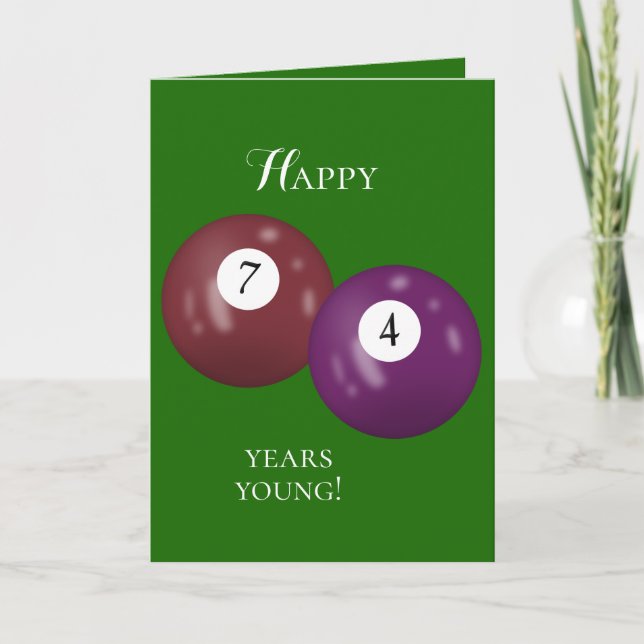 Billiard Balls 74th birthday Card (Front)