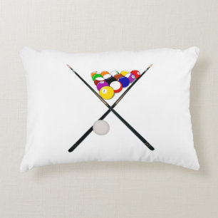 Billiard Balls and Pool Cues Accent Pillow