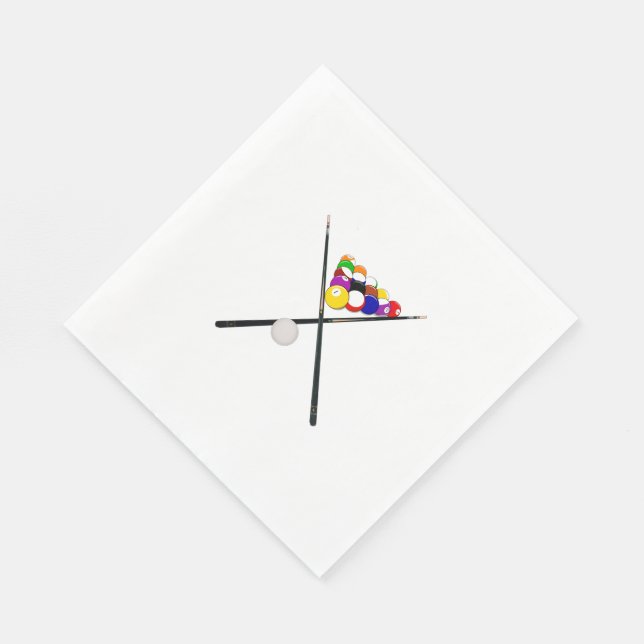 Billiard Balls and Pool Cues Napkin (Corner)