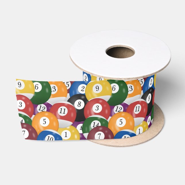 Billiard Balls Background Satin Ribbon (Spool)