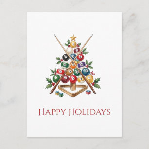 Billiard Balls Christmas Tree Holiday Christmas  Postcard