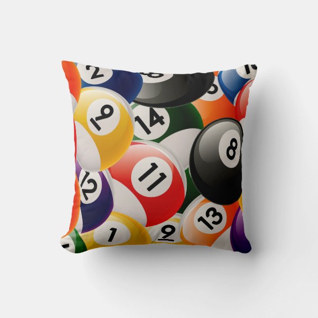 Billiard Balls Collage Throw Pillow (Front)