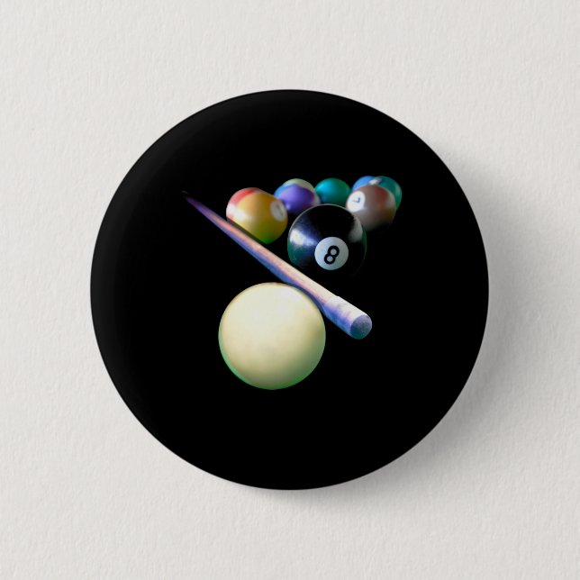 Billiard Balls Cue Snooker Pool Player 2 Inch Round Button (Front)