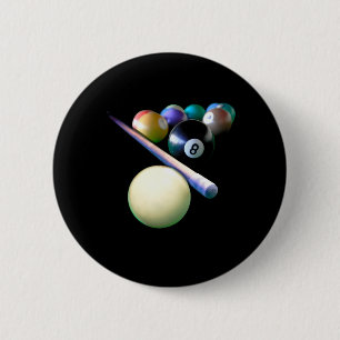 Billiard Balls Cue Snooker Pool Player 2 Inch Round Button