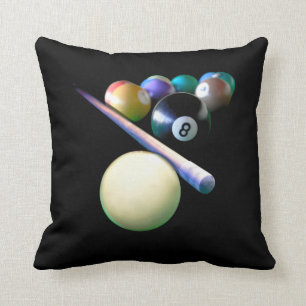 Billiard Balls Cue Snooker Pool Player Throw Pillow