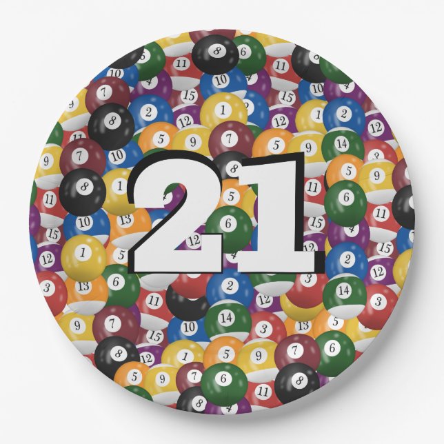 Billiard Balls for 21st birthday Paper Plate (Front)
