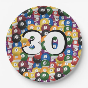 Billiard Balls for 30th birthday Paper Plate