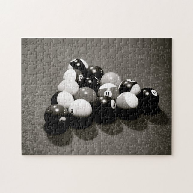 Billiard Balls Man Cave Pool Table Jigsaw Puzzle (Horizontal)