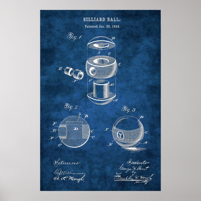 Billiard Balls Patent Art #2 Pool Room Decor (Front)