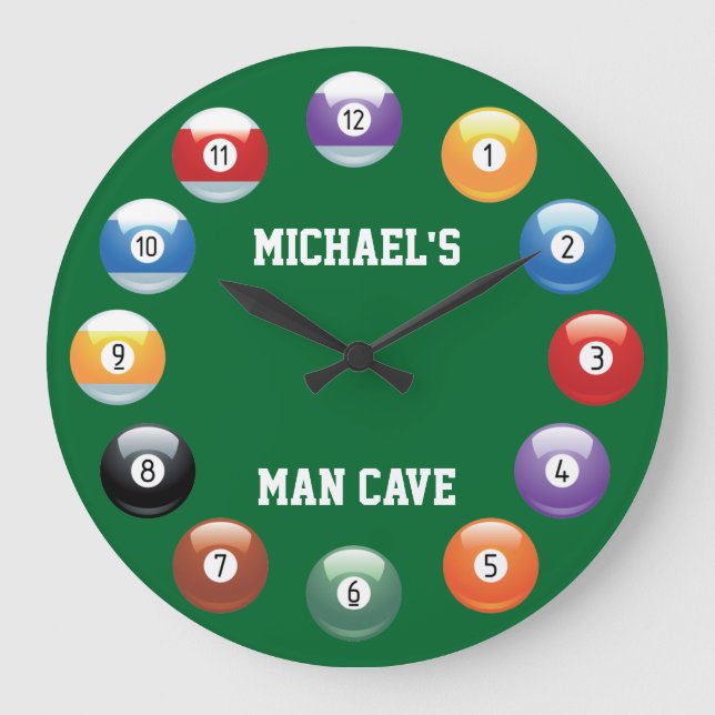 Billiard Balls Personalized Wall Clock (Front)