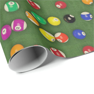 Billiard Balls Pool Balls On Table Print Wrapping Paper