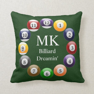 Billiard Balls Shiny Colourful Pool Snooker Sports Throw Pillow