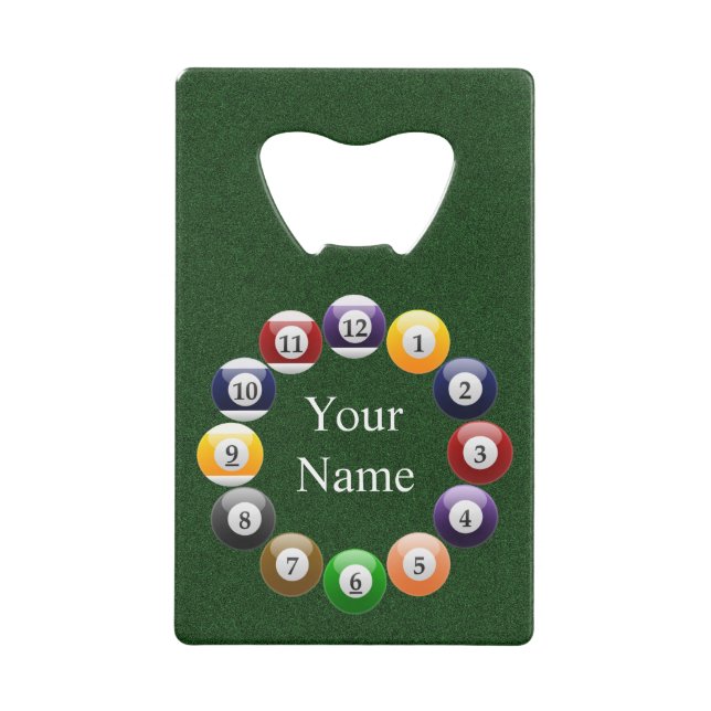 Billiard Balls Shiny Colourful Pool Snooker Sports Wallet Bottle Opener (Front)