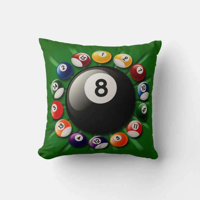Billiard Balls Throw Pillow (Front)