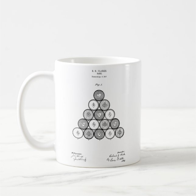 Billiard Blueprint Pool Game Coffee Mug for Him (Left)