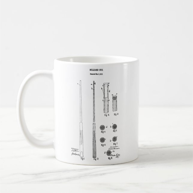 Billiard Blueprint Pool Game Coffee Mug for Him (Left)