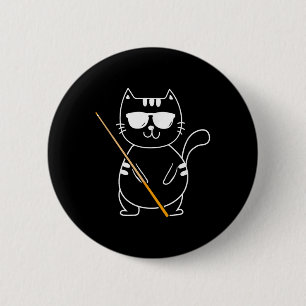 Billiard Cat - Billiard Player Billard 8-ball Pool 2 Inch Round Button