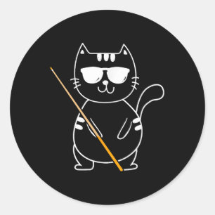Billiard Cat - Billiard Player Billard 8-ball Pool Classic Round Sticker