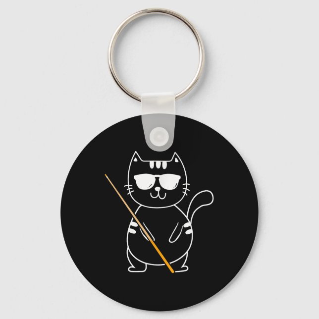 Billiard Cat - Billiard Player Billard 8-ball Pool Keychain (Front)