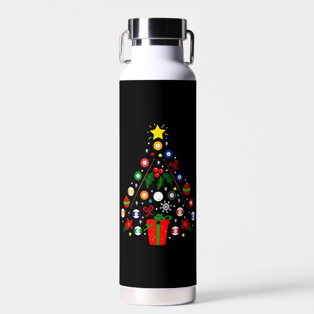 Billiard Christmas Tree Water Bottle (Front)