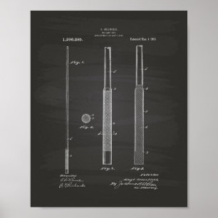 Billiard Cue 1919 Patent Art - Chalkboard Poster