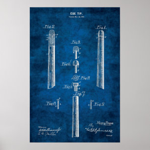 Billiard Cue Patent Art #6 Pool Room Decor