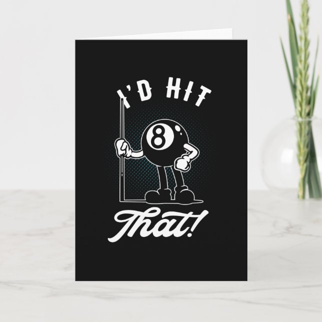 Billiard Cue Sports Funny 8-Ball Cartoon Pool Card (Front)
