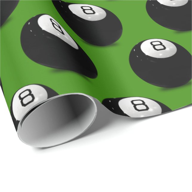 billiard eight ball on green wrapping paper (Roll Corner)