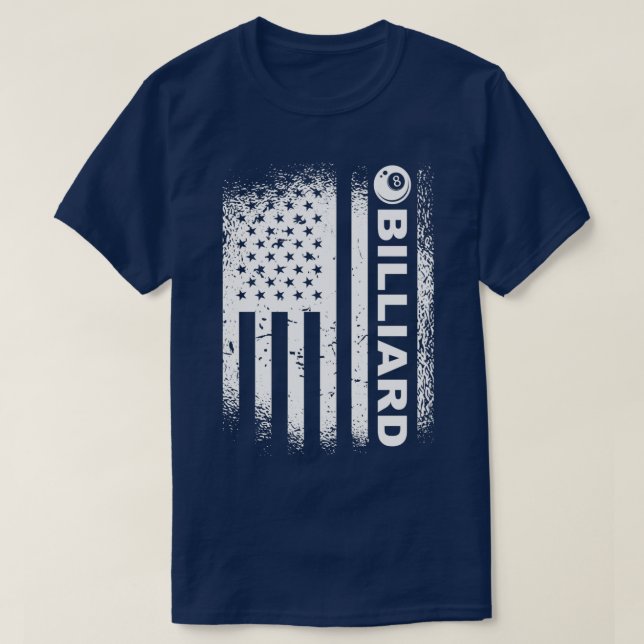 Billiard Flag 8Ball Pool Billiard America Flag T-Shirt (Design Front)