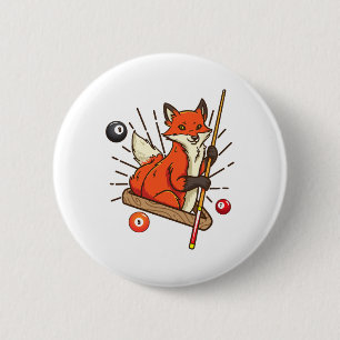 Billiard Fox Hustler Pool Shirts Girls Snooker Gif 2 Inch Round Button