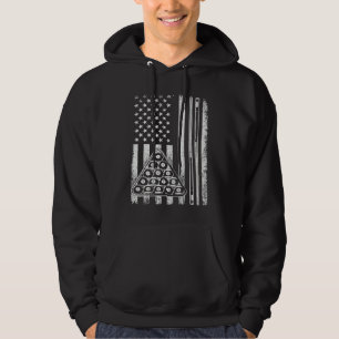 Billiard Game  USA American Flag Pool Player Sport Hoodie