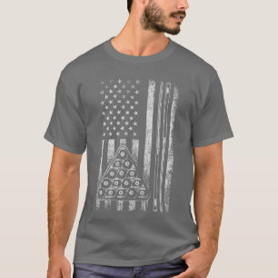 Billiard Game USA American Flag Pool Player Sports T-Shirt