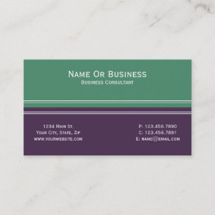 Billiard Green And Acai Violet Purple Colour Block Business Card