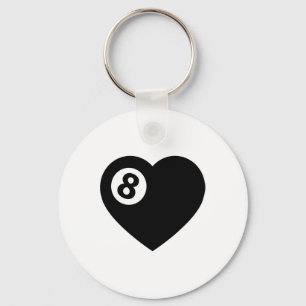 Billiard Heart Love Pool Player Valentine Poll Bal Keychain
