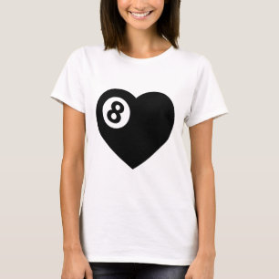 Billiard Heart Love Pool Player Valentine Poll Bal T-Shirt