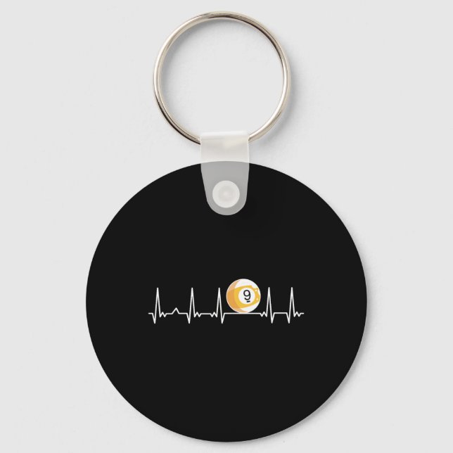 Billiard Heartbeat Snooker Pool Chalk Billiard Pla Keychain (Front)