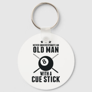 Billiard Never Underestimate An Old Man With A Cue Keychain