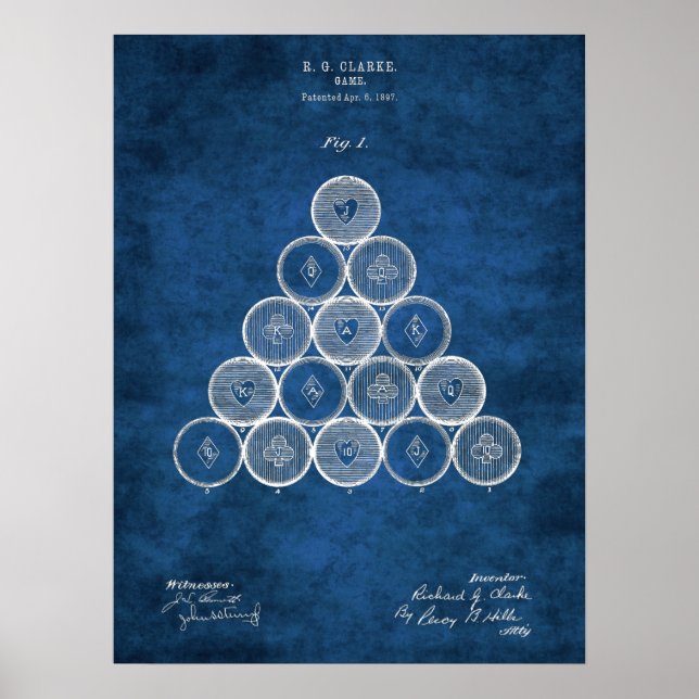 Billiard Patent Art #1 Pool Room Decor (Front)