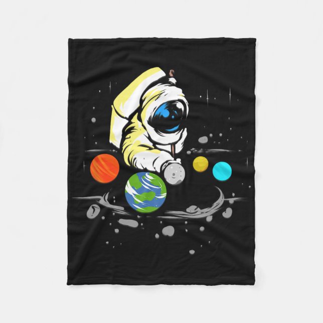 Billiard Player Astronaut Snooker Billiard Gift  Fleece Blanket (Front)