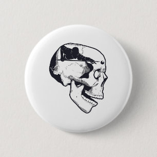 Billiard Player Brain Skull Billiards Table Rack C 2 Inch Round Button