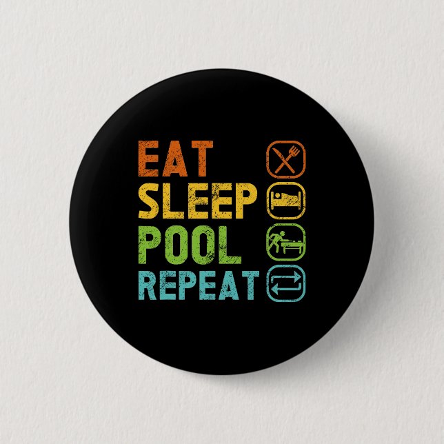 Billiard Player Eat Sleep Pool Repeat Pool Snooker 2 Inch Round Button (Front)