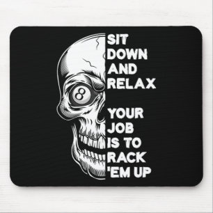 Billiard Player Skull Skeleton Billiards Table Rac Mouse Pad