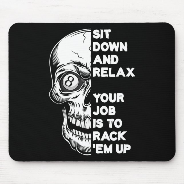 Billiard Player Skull Skeleton Billiards Table Rac Mouse Pad (Front)