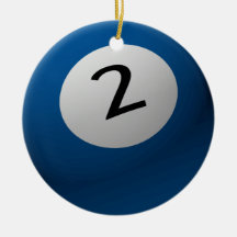 BILLIARD / POOL  BALL CHRISTMAS ORNAMENT 2 (TWO)