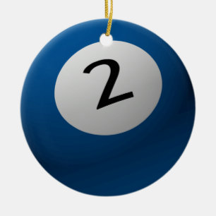 BILLIARD / POOL  BALL CHRISTMAS ORNAMENT 2 (TWO)