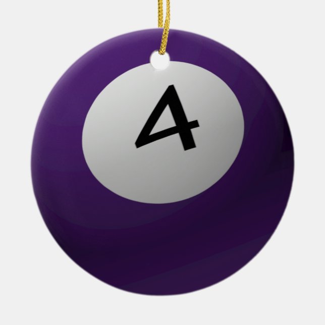 BILLIARD / POOL  BALL CHRISTMAS ORNAMENT 4 (FOUR) (Front)