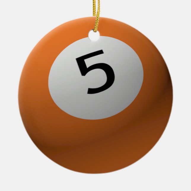 BILLIARD / POOL  BALL CHRISTMAS ORNAMENT 5 (FIVE) (Front)