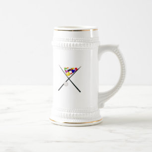 Billiard Pool Balls and Cues Beer Stein