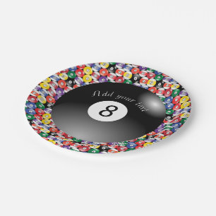 Billiard Pool Balls Solid Number Eight Paper Plate